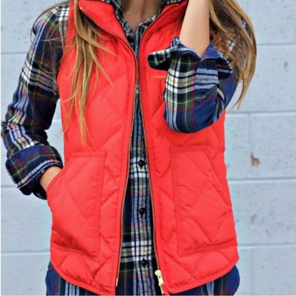 J. Crew Excursion Red Quilted Down Puffer Vest - Picture 2 of 9